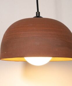 15" Terracotta Pendant Light - Large Handmade Ceramic Chandelier - Wabi Sabi Style Kitchen Island Lighting