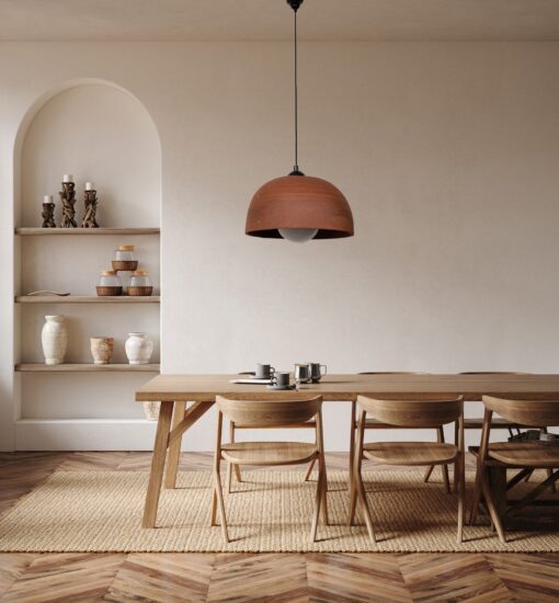 15" Terracotta Pendant Light - Large Handmade Ceramic Chandelier - Wabi Sabi Style Kitchen Island Lighting - Image 2