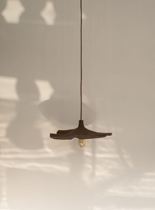 15" Wabi Sabi Ceramic Flower Pendant Light - Brown Island Lighting Fixture - Image 3