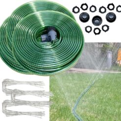 150 FT Flat Soaker Hose - Heavy Duty Lawn Sprinkler Hose for Garden Watering, Irrigation, & Kids Fun
