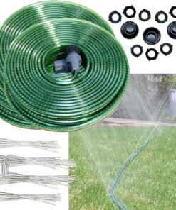 150 FT Flat Soaker Hose - Heavy Duty Lawn Sprinkler Hose for Garden Watering, Irrigation, & Kids Fun