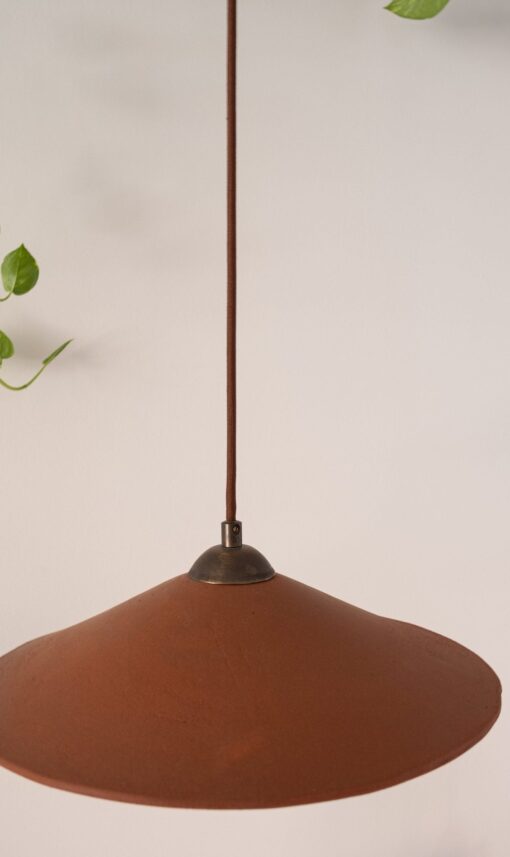 16" Wabi Sabi Ceramic Pendant Light - Japandi Handmade Terracotta Island Lighting - Image 4