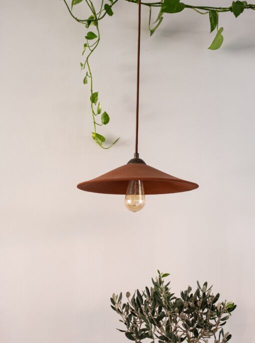 16" Wabi Sabi Ceramic Pendant Light - Japandi Handmade Terracotta Island Lighting - Image 3