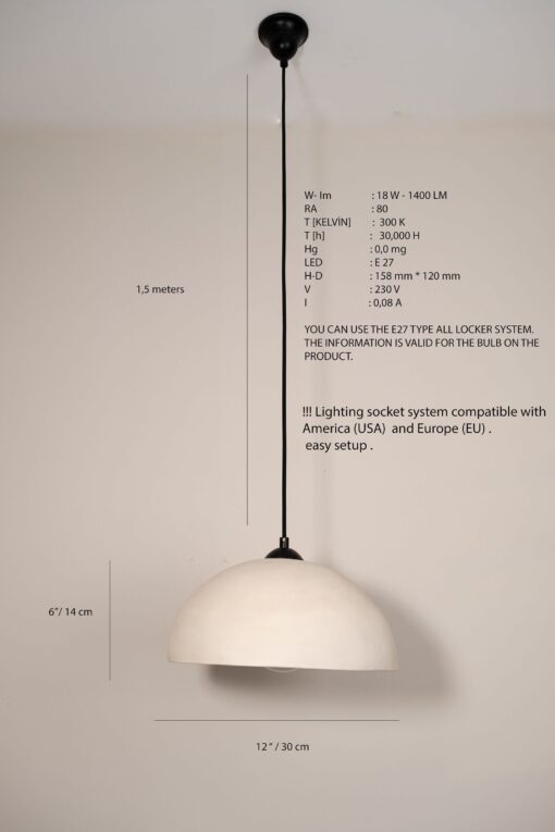 19" Beige Wabi Sabi Ceramic Pendant Light - Large Textured Chandelier - Living Room Lighting - Handmade Christmas Item - Image 4