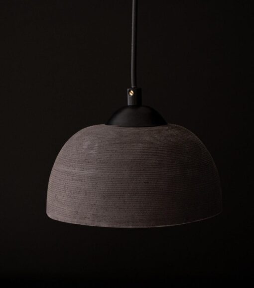 19" Black Ceramic Pendant Light - Modern Wabi Sabi Dome Chandelier for Dining Room