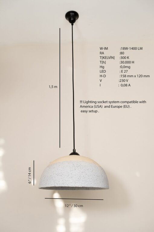 19" Blue & White Ceramic Pendant Light - Wabi Sabi Kitchen Island Hanging Lamp - Handcrafted Lighting - Image 4