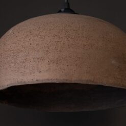 19" Large Brown Ceramic Chandelier - Handmade Primitive Pendant Light for Living Room - Modern Farmhouse Ceiling Fixture