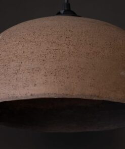 19" Large Brown Ceramic Chandelier - Handmade Primitive Pendant Light for Living Room - Modern Farmhouse Ceiling Fixture