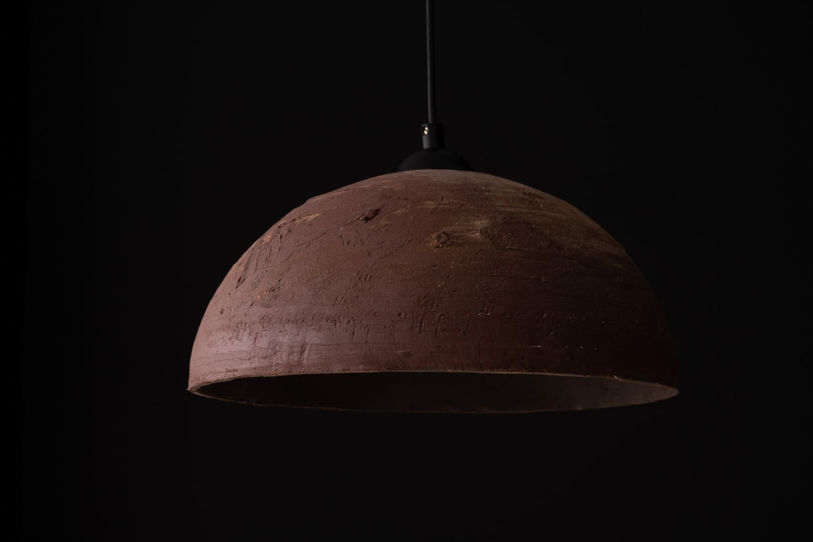 19" Terracotta Dome Pendant Light - Wabi Sabi Ceramic Chandelier - Handmade Natural Texture - Christmas Item - Image 4