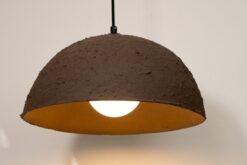 19" Wabi Sabi Ceramic Pendant Light - Brown Textured Ceiling Lamp for Dining Room
