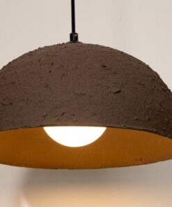 19" Wabi Sabi Ceramic Pendant Light - Brown Textured Ceiling Lamp for Dining Room
