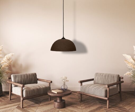 19" Wabi Sabi Ceramic Pendant Light - Brown Textured Ceiling Lamp for Dining Room - Image 2