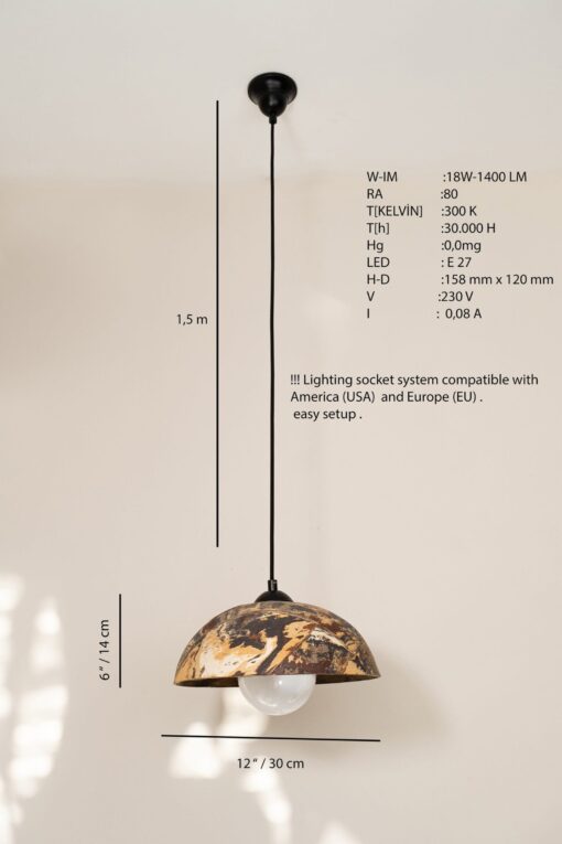 19" Wabi Sabi Ceramic Pendant Light - Handcrafted Outdoor/Indoor Ceiling Lamp - Colorful Options - Image 4