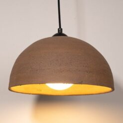 19" Wabi Sabi Ceramic Pendant Light - Large Brown Handmade Chandelier - Natural Texture Home Decor Lighting