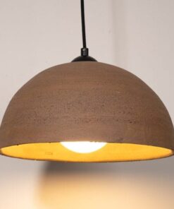 19" Wabi Sabi Ceramic Pendant Light - Large Brown Handmade Chandelier - Natural Texture Home Decor Lighting