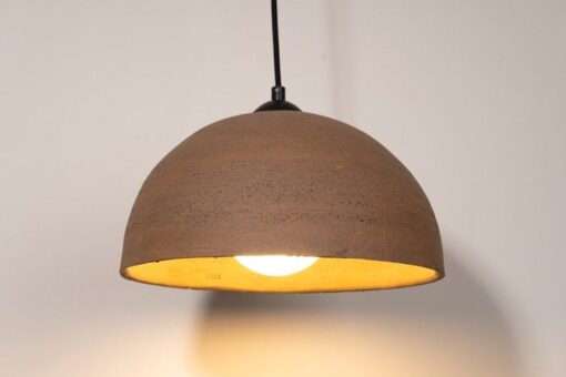 19" Wabi Sabi Ceramic Pendant Light - Large Brown Handmade Chandelier - Natural Texture Home Decor Lighting
