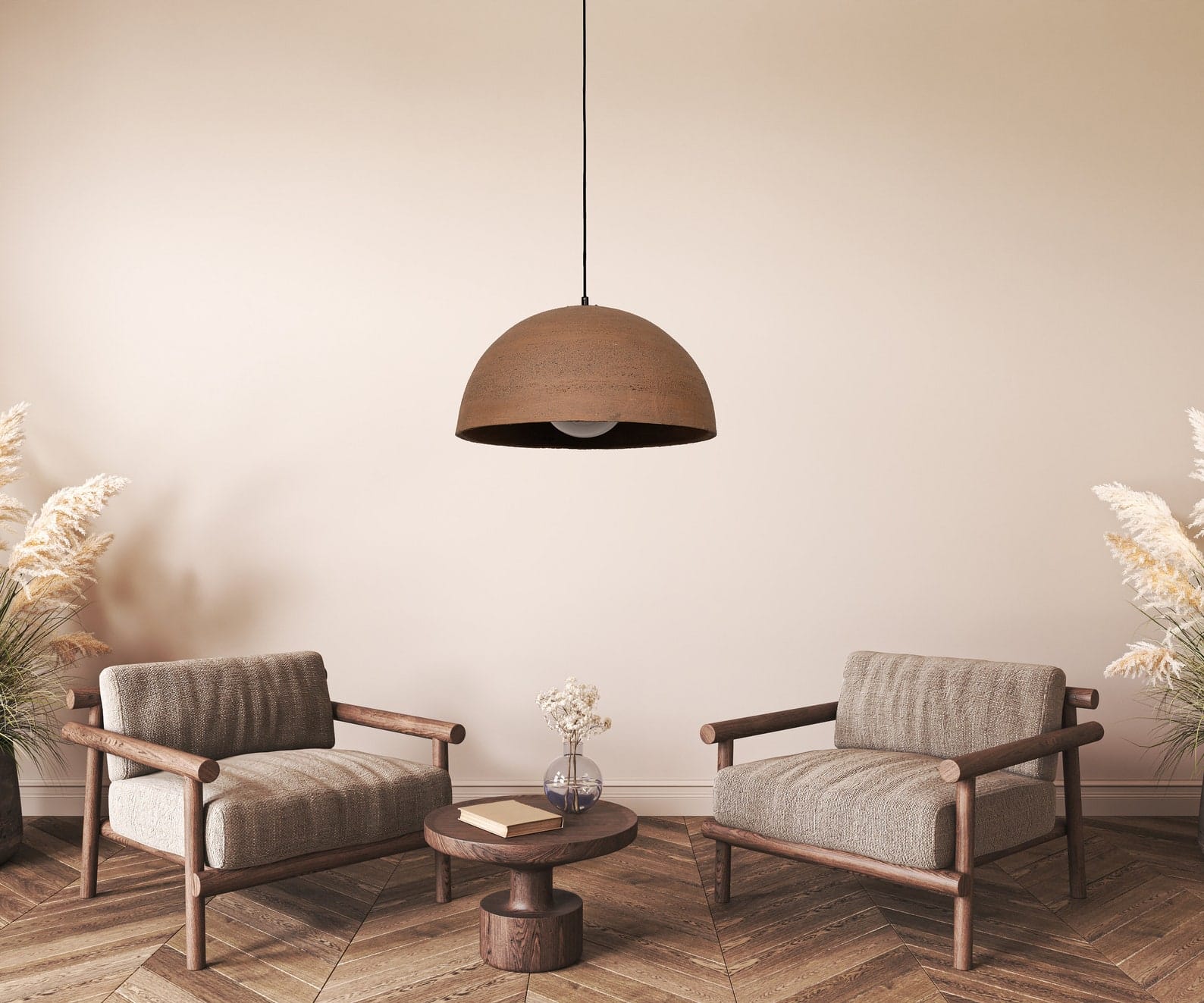 19" Wabi Sabi Ceramic Pendant Light - Large Brown Handmade Chandelier - Natural Texture Home Decor Lighting - Image 3