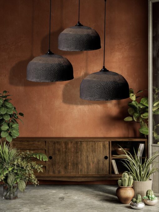 19" Wabi Sabi Ceramic Pendant Light - Mid Century Modern Brown Dining Room Ceiling Fixture - Image 2