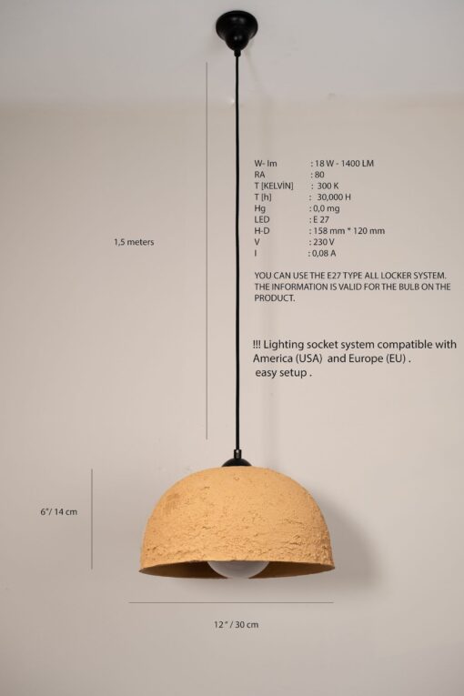 19" Wabi Sabi Ceramic Pendant Light - Modern Handmade Stoneware Chandelier - Boho Home Decor - Item Idea - Image 3
