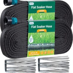 2025 Flat Soaker Hose 100ft (2 x 50ft) - Leak-Proof, Linkable Drip Irrigation Kit - Save 88% Water