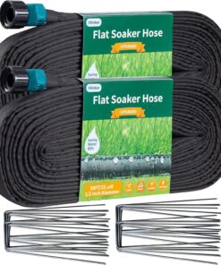 2025 Flat Soaker Hose 100ft (2 x 50ft) - Leak-Proof, Linkable Drip Irrigation Kit - Save 88% Water