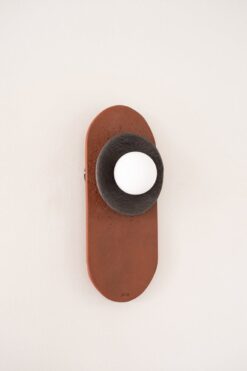 25" Terracotta Ceramic Wall Lamp - Modern Japandi Handmade Sconce - Large Rustic Light Fixture