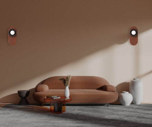 25" Terracotta Ceramic Wall Lamp - Modern Japandi Handmade Sconce - Large Rustic Light Fixture - Image 3
