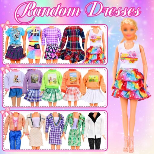 28Pcs Doll Clothes & Accessories for 11-12 Inch Dolls - Winter Coats, Dresses, Shoes - Xmas Items - Image 4