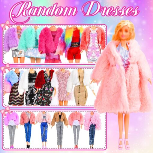 28Pcs Doll Clothes & Accessories for 11-12 Inch Dolls - Winter Coats, Dresses, Shoes - Xmas Items - Image 3