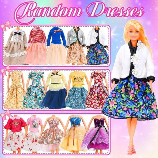 28Pcs Doll Clothes & Accessories for 11-12 Inch Dolls - Winter Coats, Dresses, Shoes - Xmas Items - Image 2