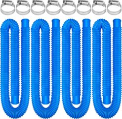 4-Pack Pool Hose 1.25" x 59" for Above Ground Pools - Replacement Pump Hose with Clamps