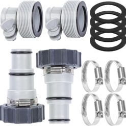 4-Pack Pool Hose Adapter 1.5" to 1.25" - Intex Pump Conversion Kit with Clamps & Washers