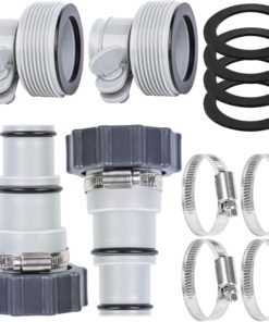 4-Pack Pool Hose Adapter 1.5" to 1.25" - Intex Pump Conversion Kit with Clamps & Washers