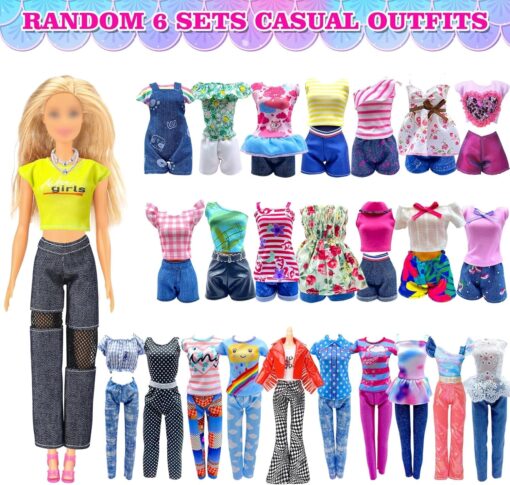 50 Pcs Doll Clothes & Accessories Set - Wedding Gowns, Dresses, Outfits, Shoes & Hangers - Fits 11.5" Dolls - Image 5