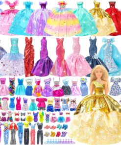 50 Pcs Doll Clothes & Accessories Set - Wedding Gowns, Dresses, Outfits, Shoes & Hangers - Fits 11.5" Dolls