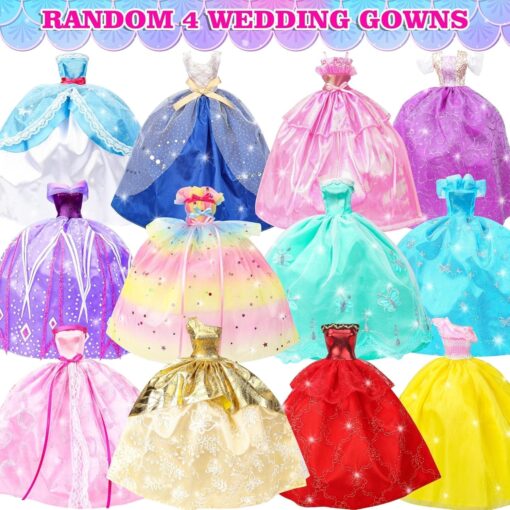 50 Pcs Doll Clothes & Accessories Set - Wedding Gowns, Dresses, Outfits, Shoes & Hangers - Fits 11.5" Dolls - Image 2