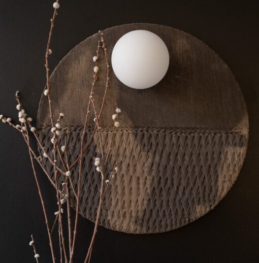 Abstract Brown Ceramic Wall Sconce - Modern Rustic Indoor/Outdoor Lighting - Image 2