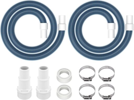 ANTOBLE 1.5" Pool Filter Hose Kit - 6ft (2 Hoses) w/ Adapters & Clamps - Above Ground Pool Pump Replacement
