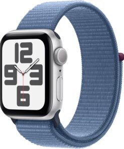 Apple Watch SE 2nd Gen (GPS, 40mm) Silver Aluminum Case - Winter Blue Sport Loop - Fitness Tracker