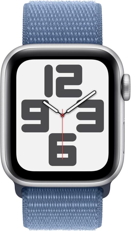 Apple Watch SE 2nd Gen (GPS, 40mm) Silver Aluminum Case - Winter Blue Sport Loop - Fitness Tracker - Image 2