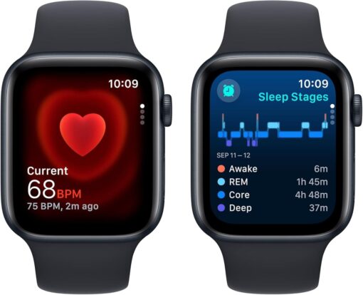 Apple Watch SE 2nd Gen (GPS, 44mm) Midnight Aluminum - Midnight Sport Band - Fitness Tracker - Image 4
