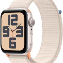 Apple Watch SE 2nd Gen (GPS, 44mm) Starlight Aluminum Case with Sport Loop - Fitness Tracker