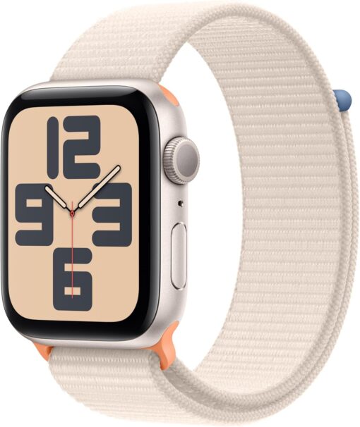 Apple Watch SE 2nd Gen (GPS, 44mm) Starlight Aluminum Case with Sport Loop - Fitness Tracker