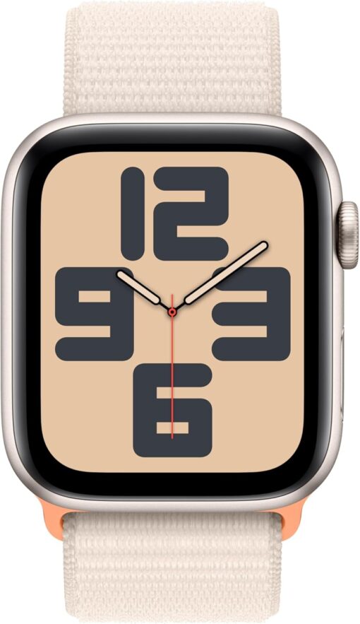 Apple Watch SE 2nd Gen (GPS, 44mm) Starlight Aluminum Case with Sport Loop - Fitness Tracker - Image 2