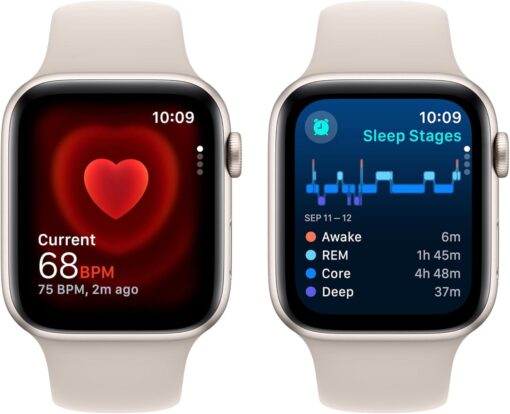 Apple Watch SE 2nd Gen (GPS, 44mm) Starlight Aluminum - Starlight Sport Band - Fitness Tracker - Image 4