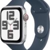 Apple Watch SE 2nd Gen (GPS + Cellular) 44mm - Silver Aluminum, Storm Blue Band - Fitness Smartwatch