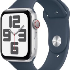 Apple Watch SE 2nd Gen (GPS + Cellular) 44mm - Silver Aluminum, Storm Blue Band - Fitness Smartwatch