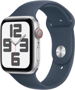 Apple Watch SE 2nd Gen (GPS + Cellular) 44mm - Silver Aluminum, Storm Blue Band - Fitness Smartwatch