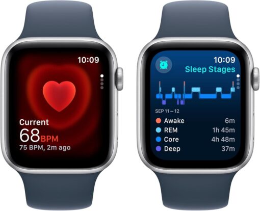 Apple Watch SE 2nd Gen (GPS + Cellular) 44mm - Silver Aluminum, Storm Blue Band - Fitness Smartwatch - Image 4