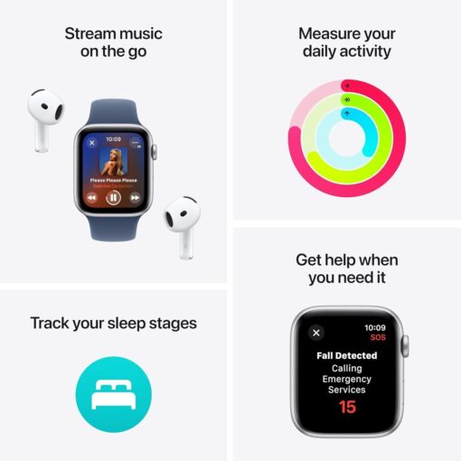 Apple Watch SE 2nd Gen (GPS + Cellular) 44mm Starlight Aluminum Case - Starlight Sport Band - Fitness, Sleep & Heart Rate Tracking - Image 3